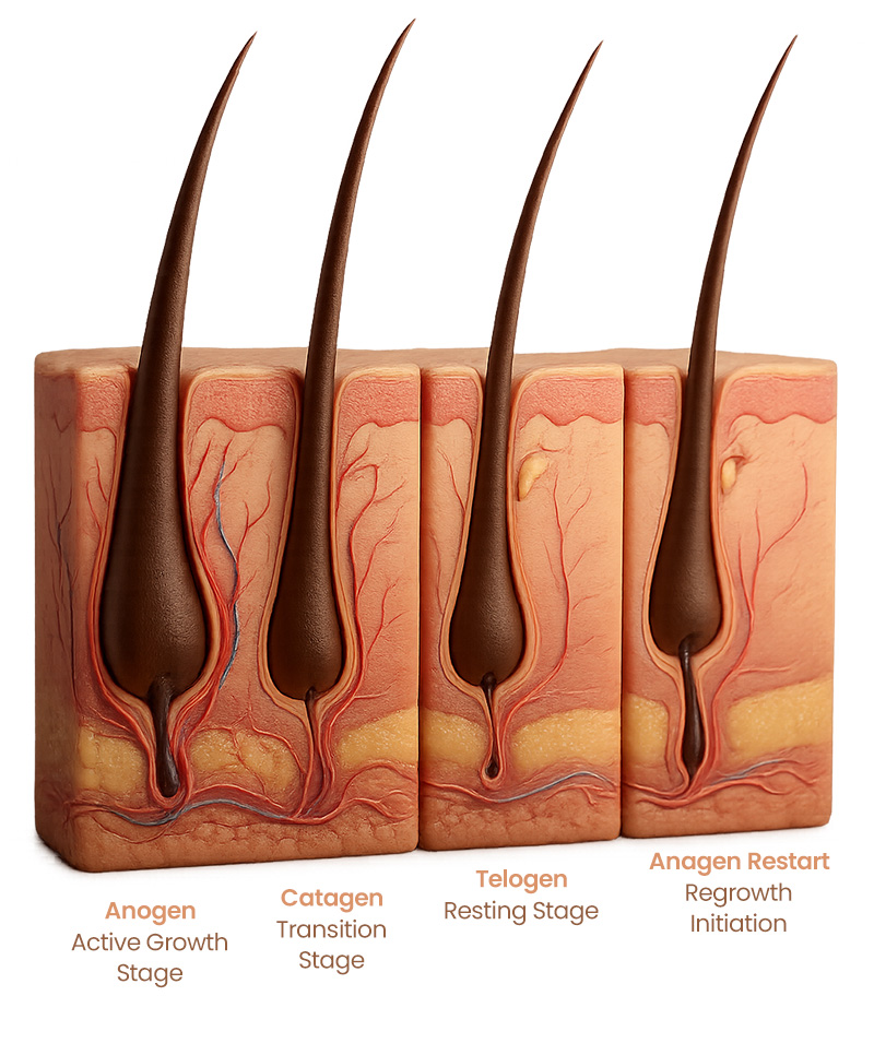 Hair growth cycle explaining why multiple IPL sessions are needed
